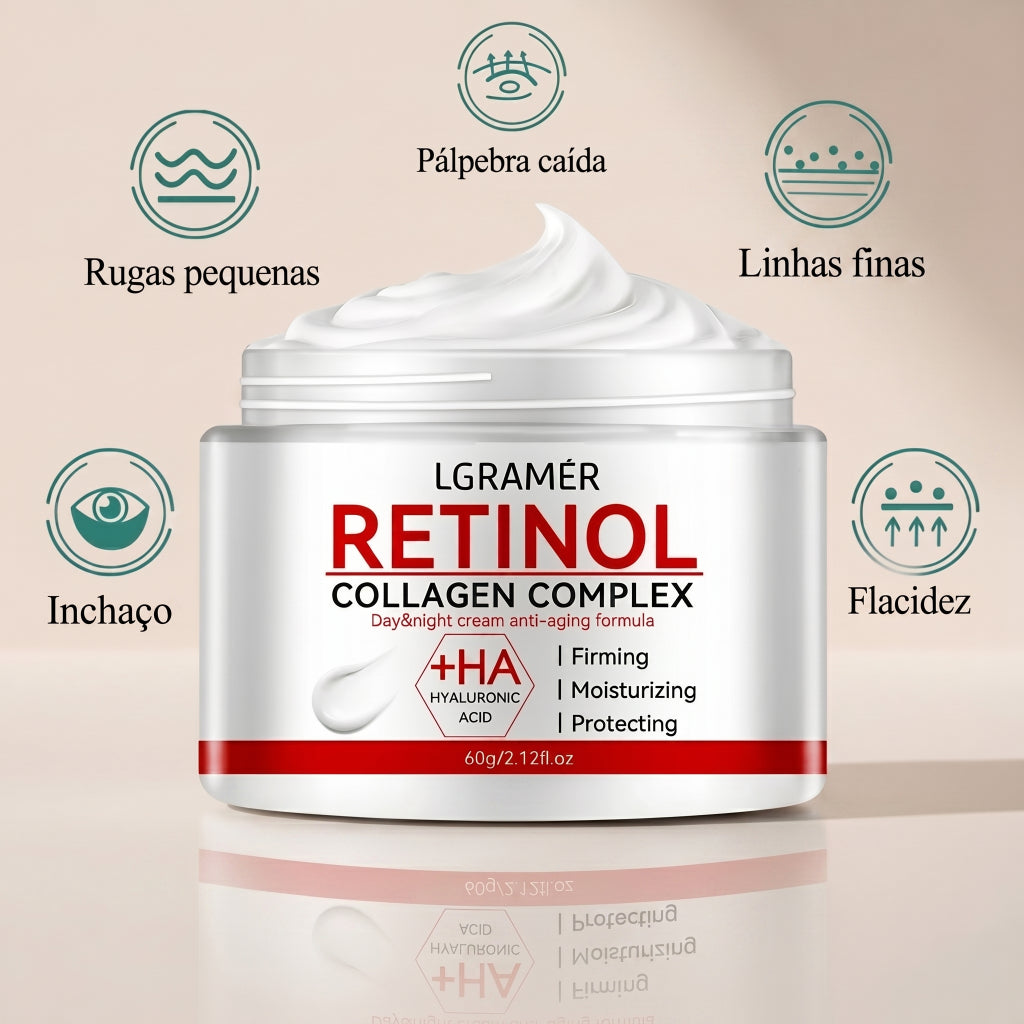 Creme Facial com Colágeno Retinol | Firmeza, Hidratação e Redução de Rugas
